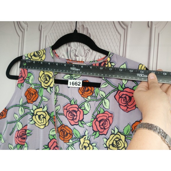 LuLa Roe Women's Long Duster Cover-up Size M Floral Roses Bathing Suit Cover EC - Picture 10 of 16